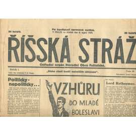Říšská stráž, ročník I., číslo 29/1927. Ústřední orgán Národní obce fašistické (staré noviny, fašisté, Gajda)