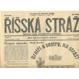 Říšská stráž, ročník I., číslo 30/1927. Ústřední orgán Národní obce fašistické (staré noviny, fašisté, Gajda)