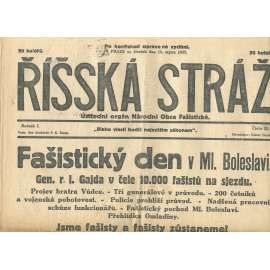 Říšská stráž, ročník I., číslo 31/1927. Ústřední orgán Národní obce fašistické (staré noviny, fašisté, Gajda)