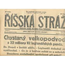 Říšská stráž, ročník I., číslo 35/1927. Ústřední orgán Národní obce fašistické (staré noviny, fašisté, Gajda)
