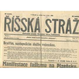 Říšská stráž, ročník I., číslo 38/1927. Ústřední orgán Národní obce fašistické (staré noviny, fašisté, Gajda)