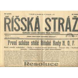 Říšská stráž, ročník I., číslo 43/1927. Ústřední orgán Národní obce fašistické (staré noviny, fašisté, Gajda)
