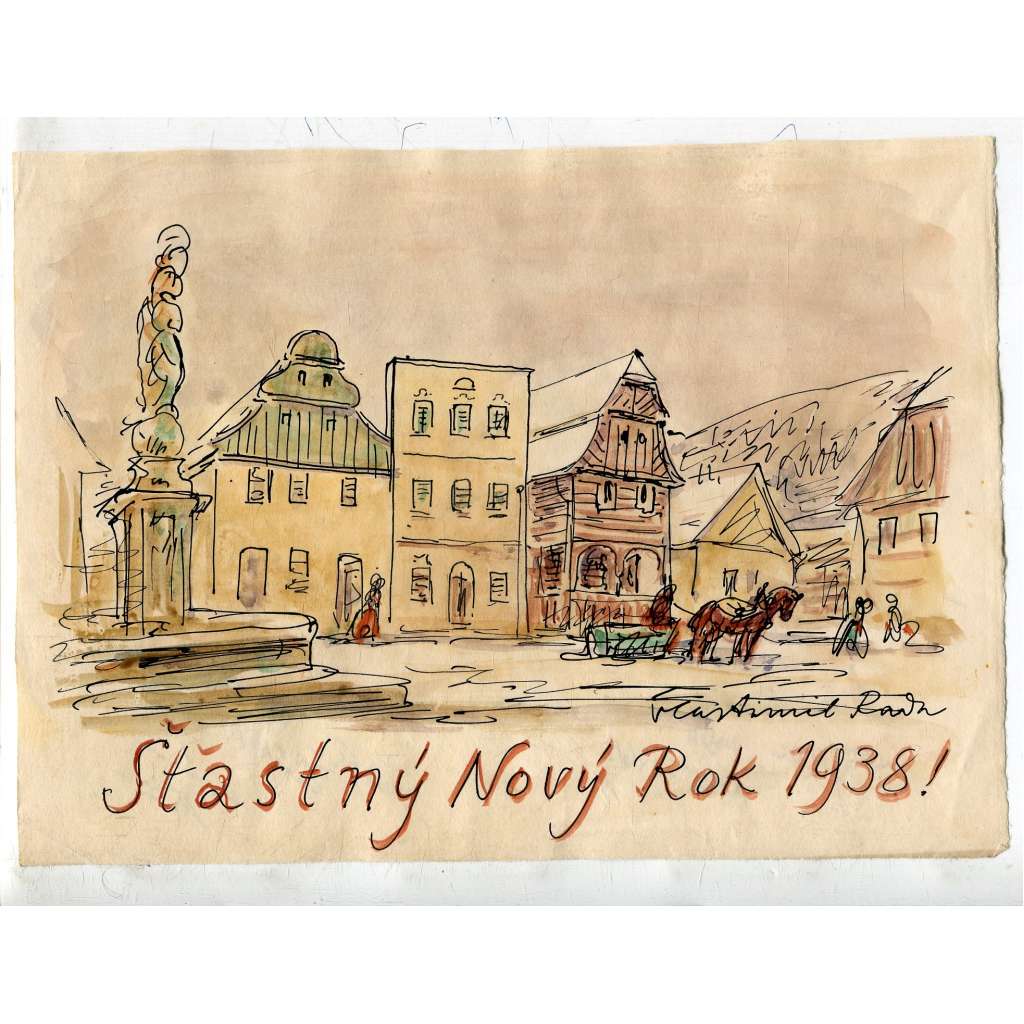 Železný Brod, PF 1938, akvarel (Vlastimil Rada)