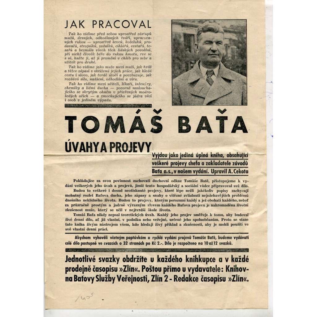 Tomáš Baťa – úvahy a projevy