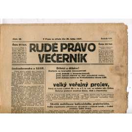 Rudé právo - večerník, ročník VIII., číslo 20 (26.1.1927) - staré noviny, 1. republika