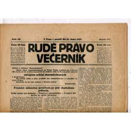 Rudé právo - večerník, ročník VIII., číslo 42 (21.2.1927) - staré noviny, 1. republika
