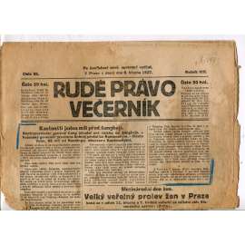 Rudé právo - večerník, ročník VIII., číslo 52 (4.3.1927) - staré noviny, 1. republika (pošk.)