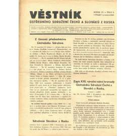Věstník Ústředního sdružení Čechů a Slováků z Ruska, ročník XX., číslo 3/1940 (legie, legionáři, legie v Rusku) - časopis