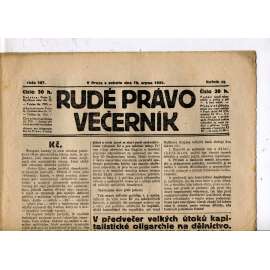 Rudé právo - večerník, ročník III., číslo 187. (19.8.1922). 1. republika, noviny