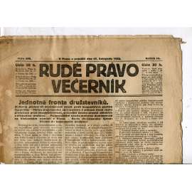 Rudé právo - večerník, ročník III., číslo 269. (27.11.1922). 1. republika, noviny