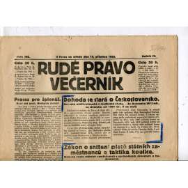 Rudé právo - večerník, ročník III., číslo 282. (13.12.1922). 1. republika, noviny