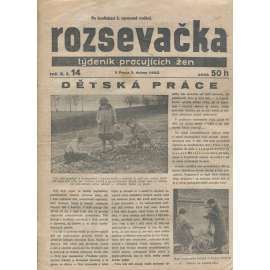Rozsevačka, ročník X., číslo 14/1935. Týdeník pracujících žen (časopis, 1. republika, noviny)