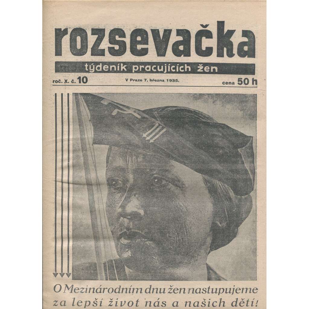 Rozsevačka, ročník X., číslo 10/1935. Týdeník pracujících žen (časopis, 1. republika, noviny)
