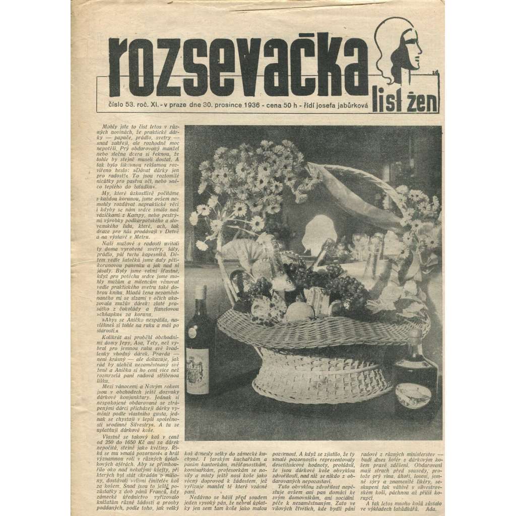 Rozsevačka, ročník XI., číslo 53/1936. List žen (časopis, 1. republika, noviny)