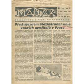 Maják, ročník XIII., číslo 2/1936. Bojovný orgán protikulturní reakci (časopis, levicová literatura,noviny, 1. republika)