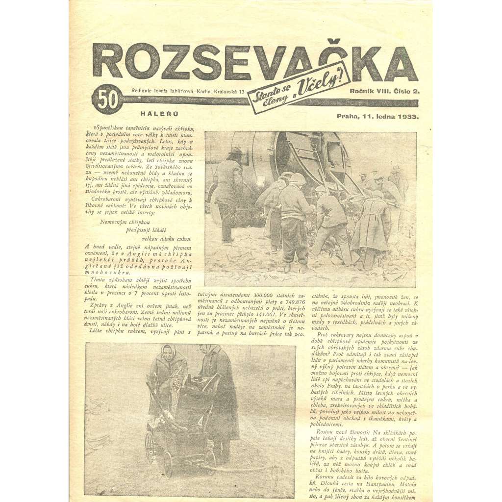 Rozsevačka, ročník VIII., číslo 2/1933 (časopis, 1. republika, noviny)