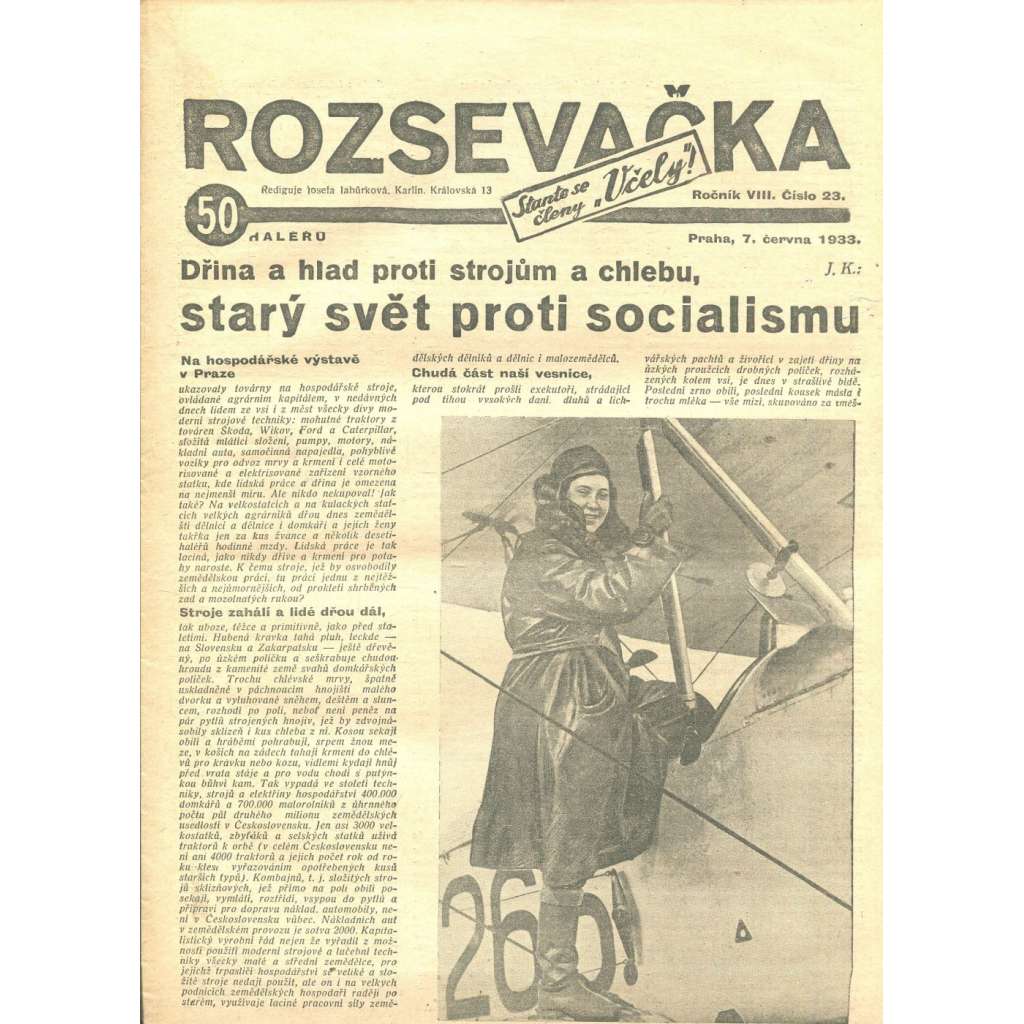 Rozsevačka, ročník VIII., číslo 23/1933 (časopis, 1. republika, noviny)