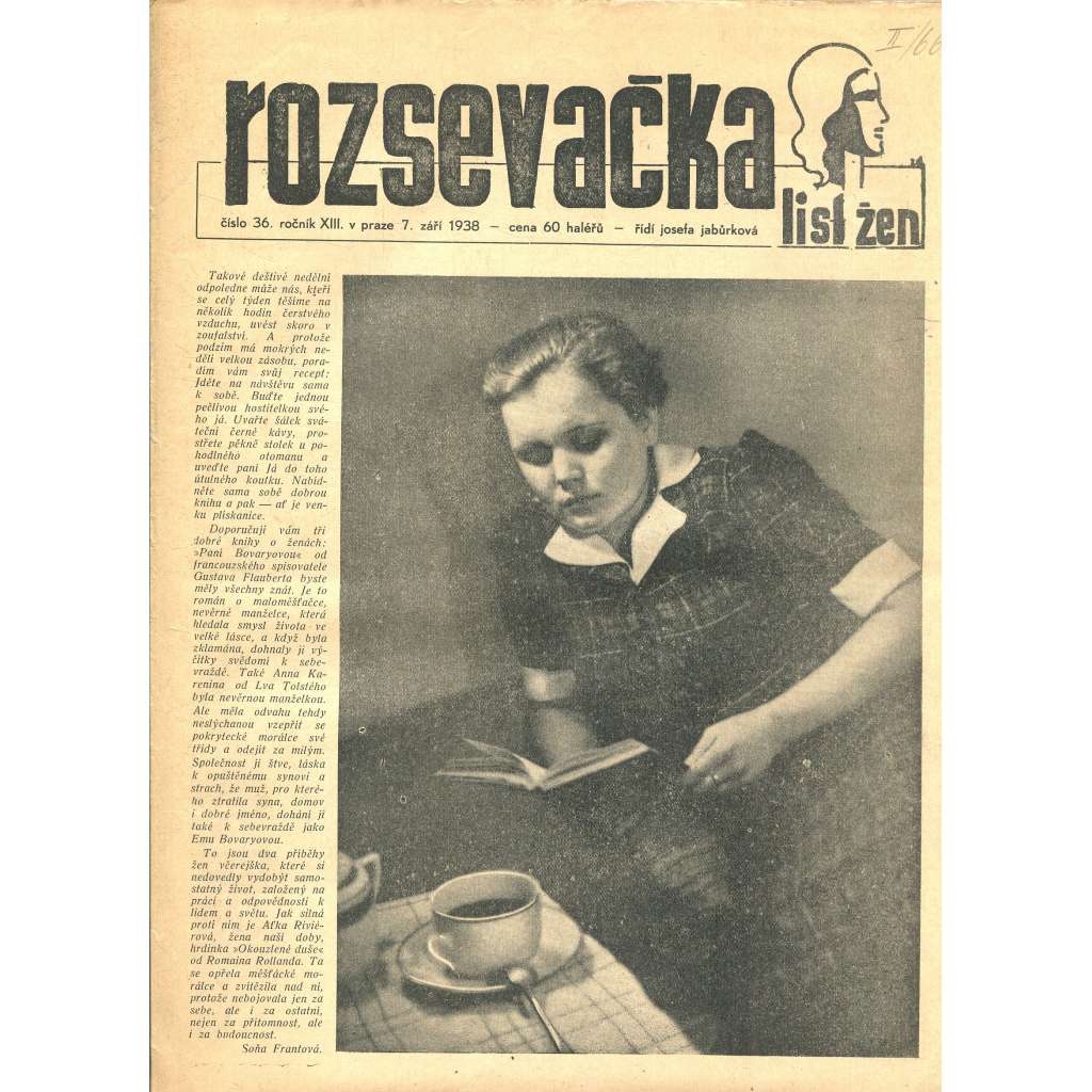 Rozsevačka, ročník XIII., číslo 36/1938 (časopis, noviny)