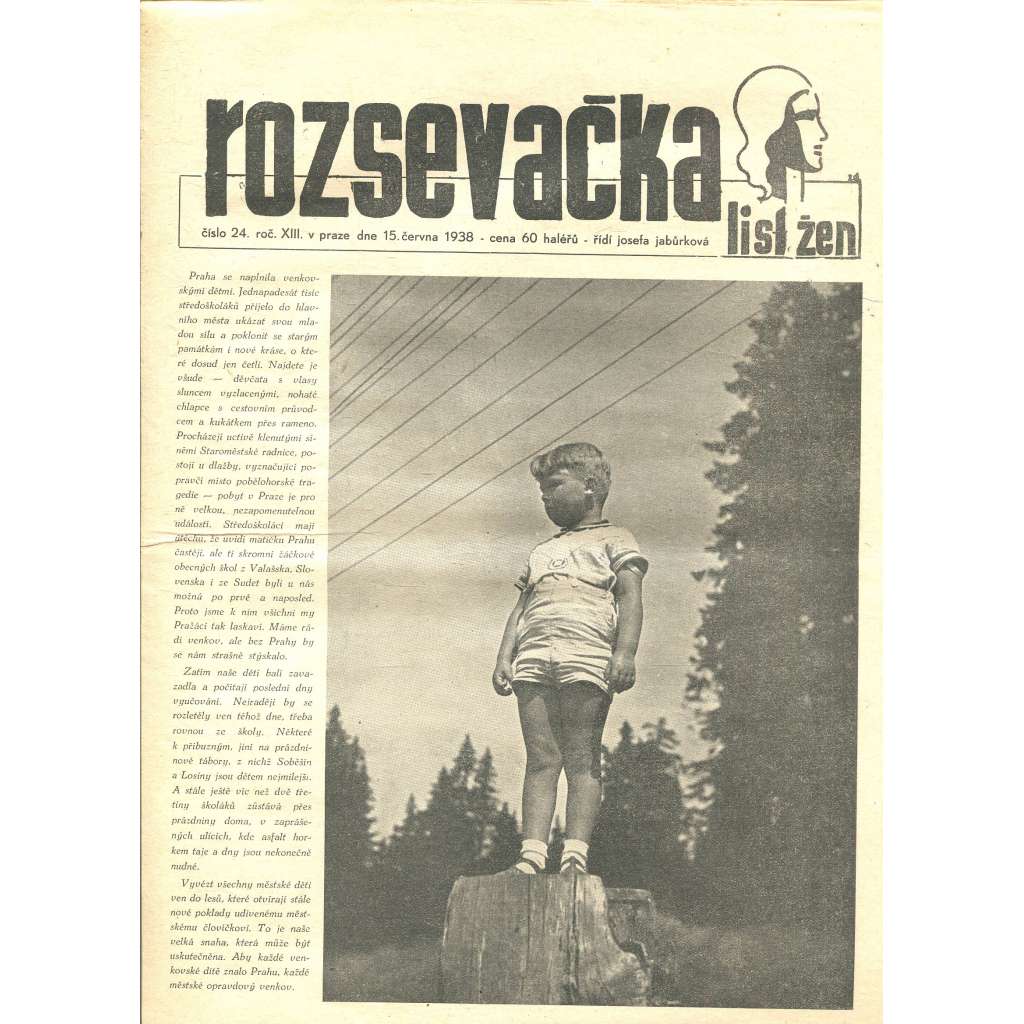 Rozsevačka, ročník XIII., číslo 24/1938 (časopis, noviny)