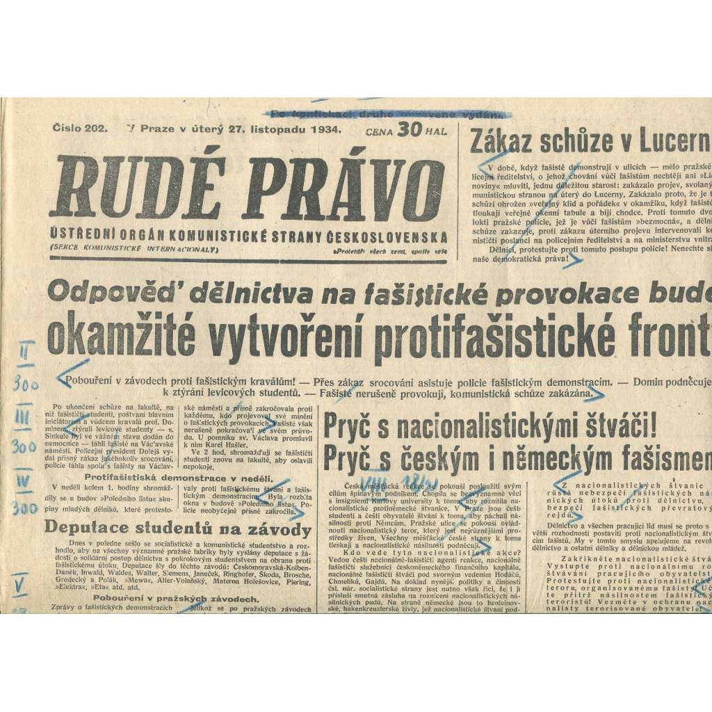 Rudé právo, číslo 202/1934 (1. republika, staré noviny) - [komunisté, komunismus]