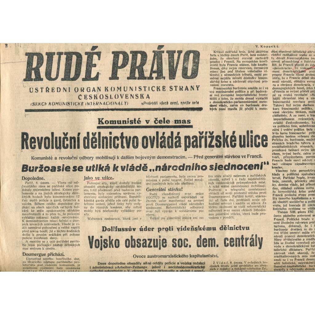 Rudé právo, číslo 32/1934 (1. republika, staré noviny) - [komunisté, komunismus]