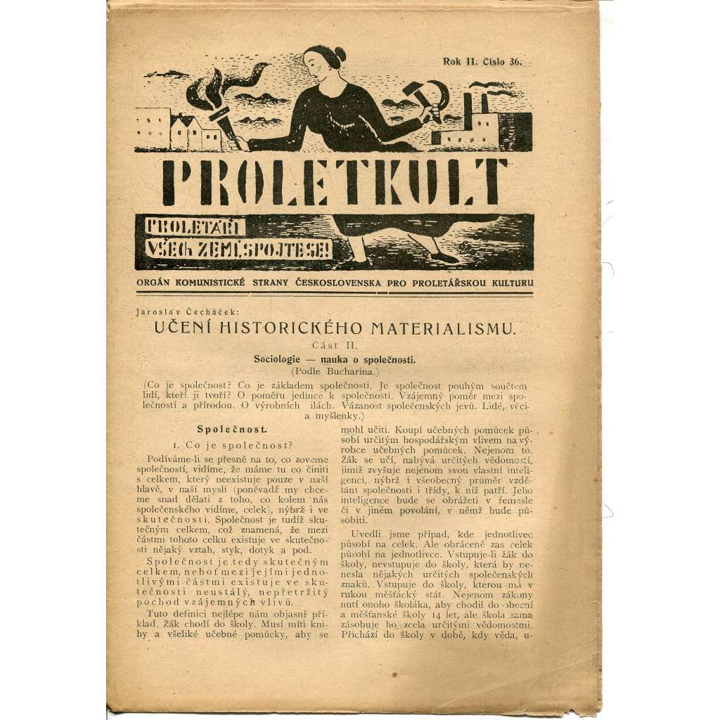 Proletkult, rok II., číslo 36/1923 [Orgán KSČ pro proletářskou kulturu] - časopis, noviny, 1. republika
