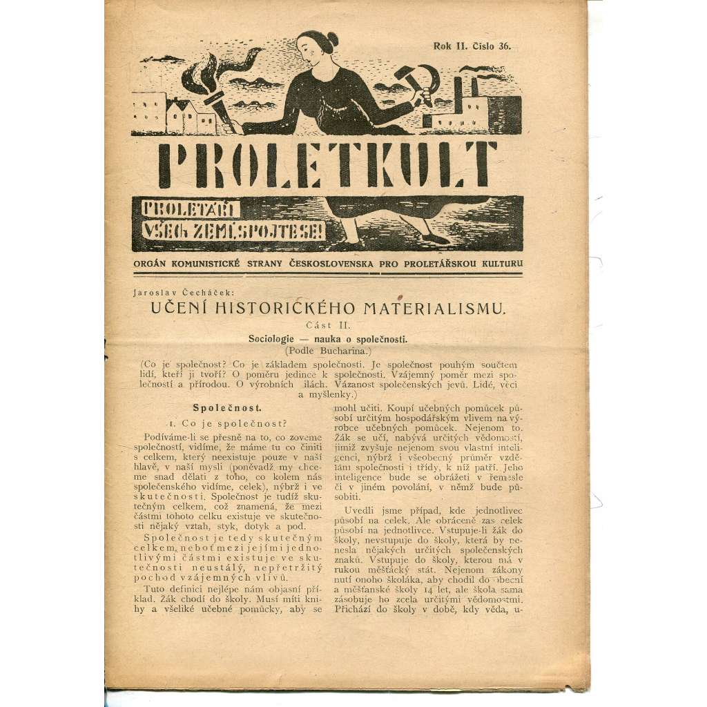 Proletkult, rok II., číslo 36/1923 [Orgán KSČ pro proletářskou kulturu] - časopis, noviny, 1. republika