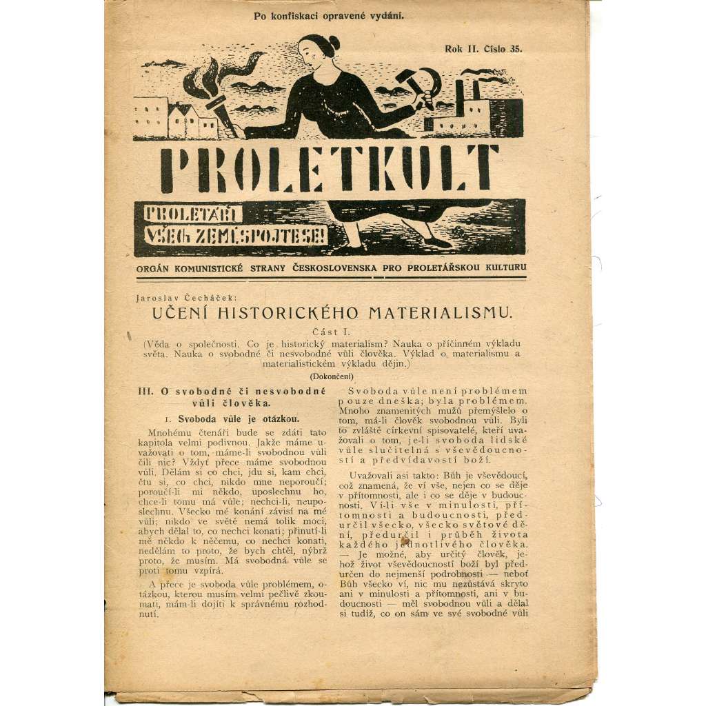 Proletkult, rok II., číslo 35/1923 [Orgán KSČ pro proletářskou kulturu] - časopis, noviny, 1. republika