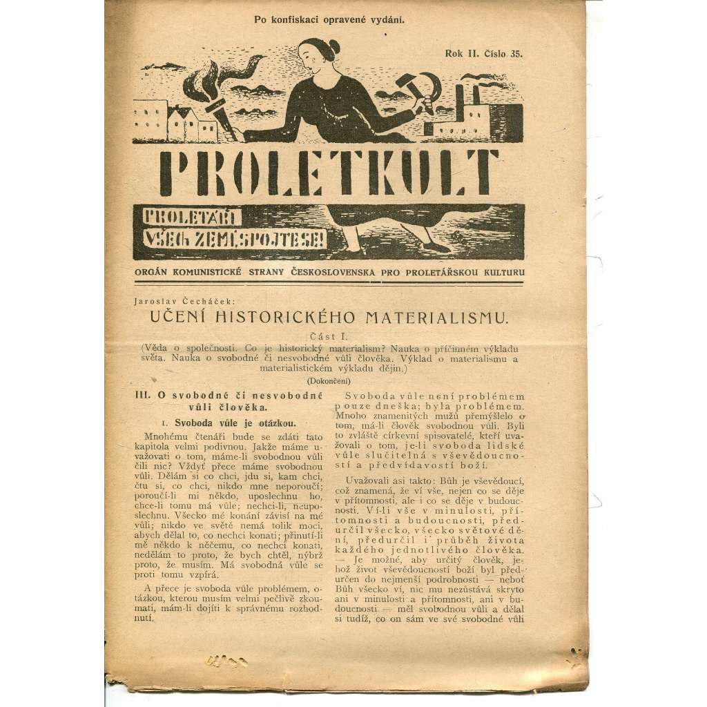 Proletkult, rok II., číslo 35/1923 [Orgán KSČ pro proletářskou kulturu] - časopis, noviny, 1. republika