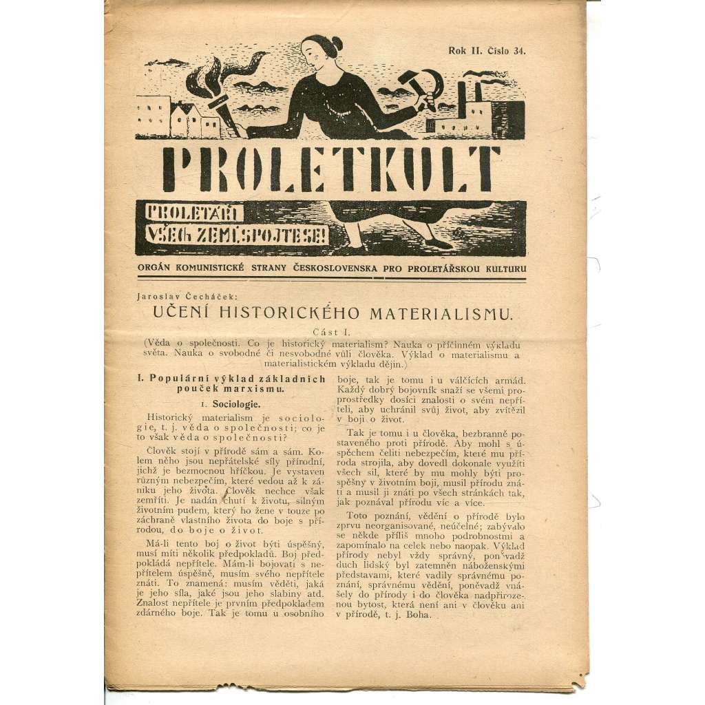 Proletkult, rok II., číslo 34/1923 [Orgán KSČ pro proletářskou kulturu] - časopis, noviny, 1. republika