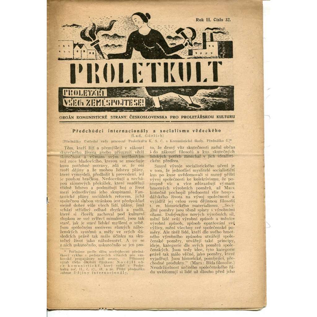 Proletkult, rok II., číslo 32/1923 [Orgán KSČ pro proletářskou kulturu] - časopis, noviny, 1. republika
