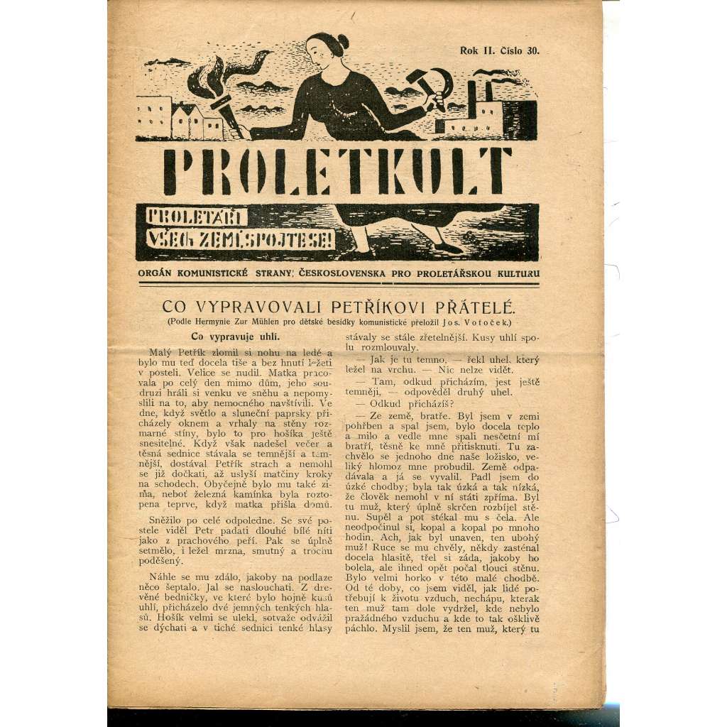 Proletkult, rok II., číslo 30/1923 [Orgán KSČ pro proletářskou kulturu] - časopis, noviny, 1. republika
