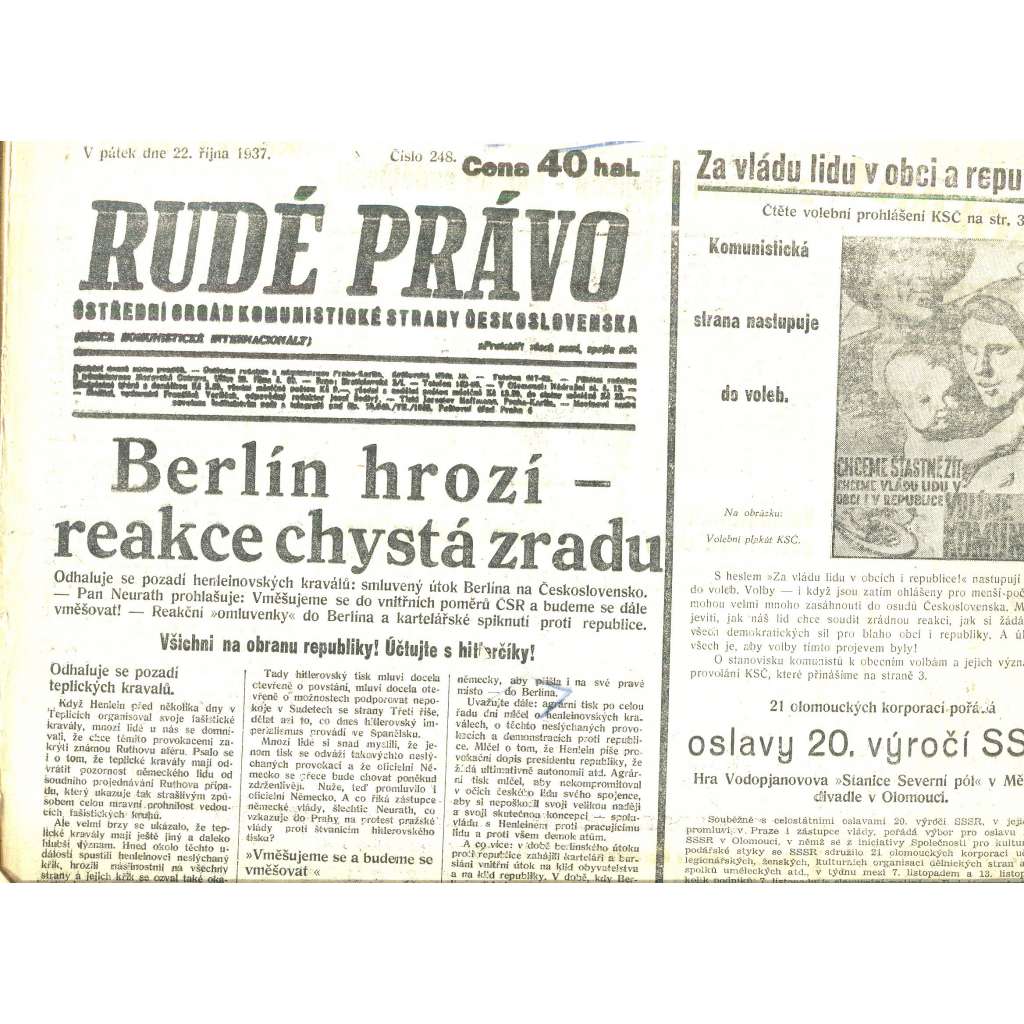 Rudé právo, číslo 248/1937 (staré noviny) - [komunisté, komunismus]