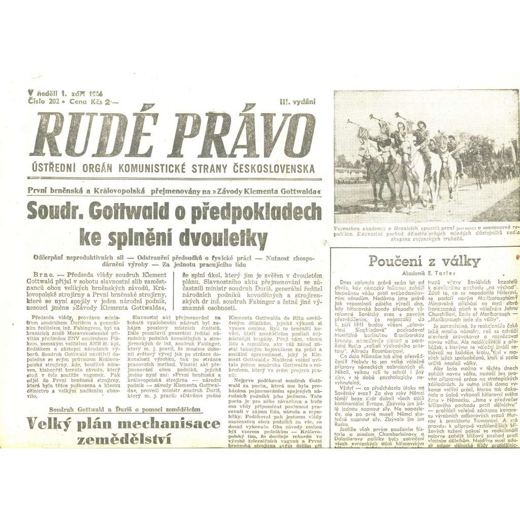 Rudé právo, číslo 202/1946 (staré noviny) - [komunisté, komunismus]