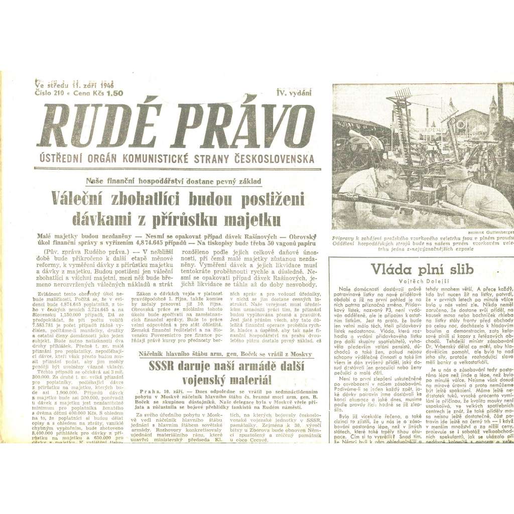 Rudé právo, číslo 210/1946 (staré noviny) - [komunisté, komunismus]