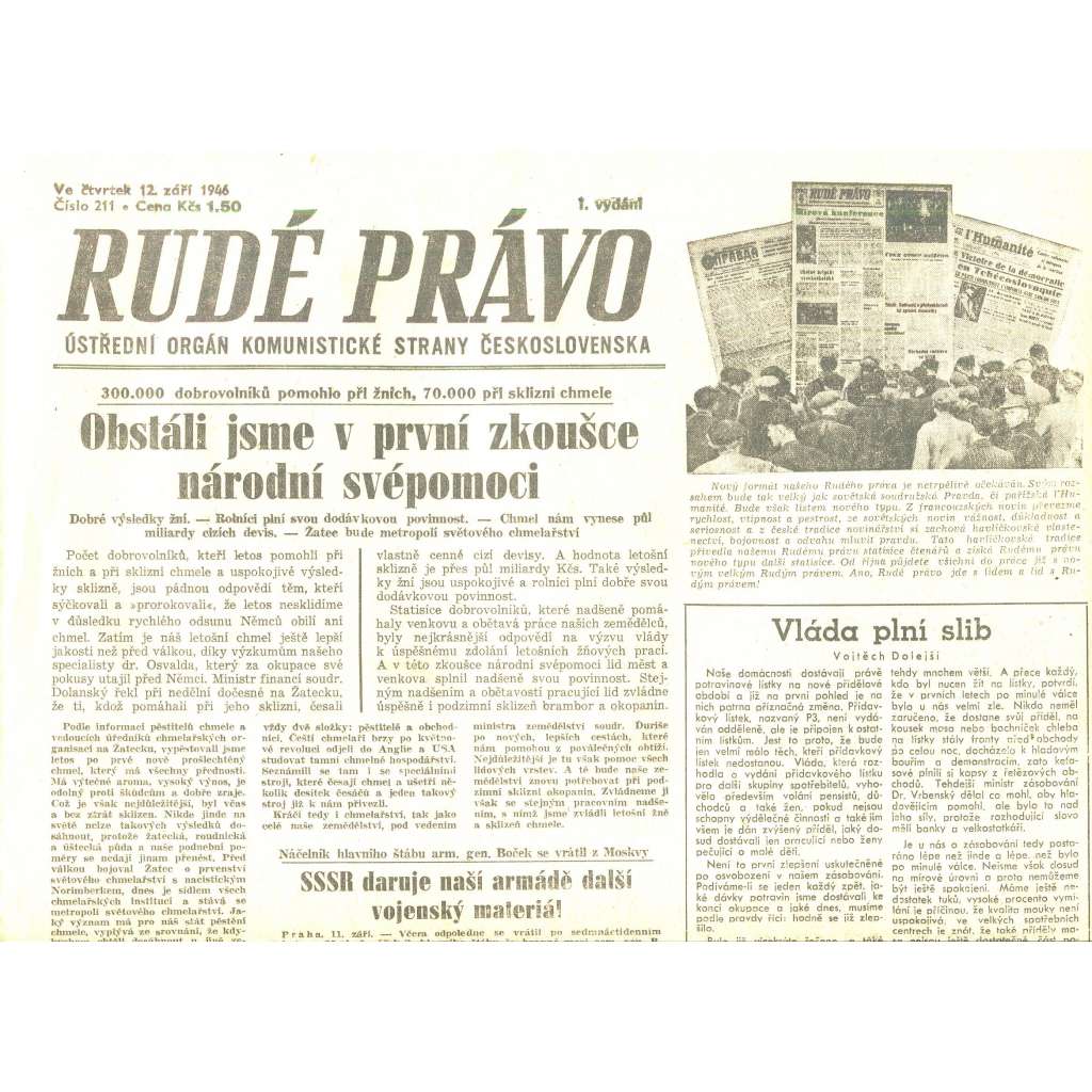Rudé právo, číslo 211/1946 (staré noviny) - [komunisté, komunismus]