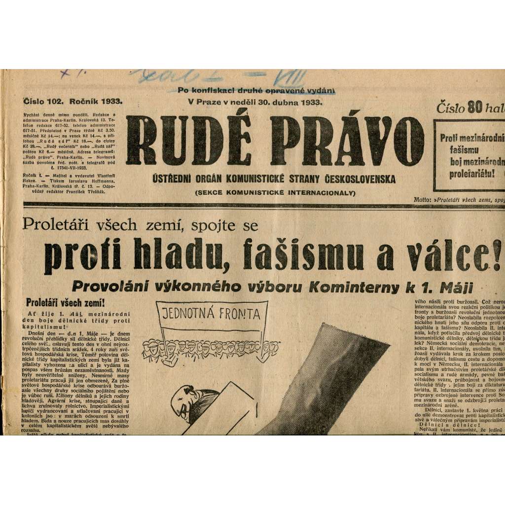 Rudé právo, číslo 102 (staré noviny) - [komunisté, komunismus]