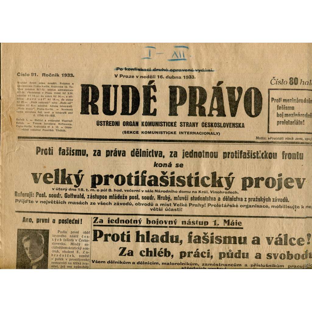 Rudé právo, číslo 91 (staré noviny) - [komunisté, komunismus]