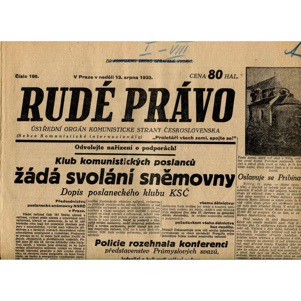 Rudé právo, číslo 186 (staré noviny) - [komunisté, komunismus]