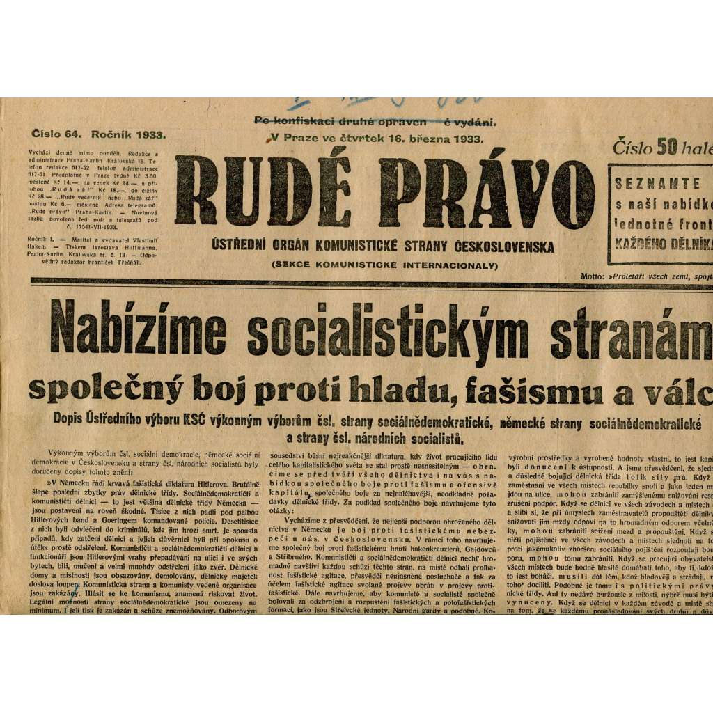 Rudé právo, číslo 186 (staré noviny) - [komunisté, komunismus]