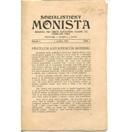 Socialistický monista, ročník I., číslo 1/1914. Měsíčník pro šíření světového názoru na podkladě vědy (časopis, noviny)