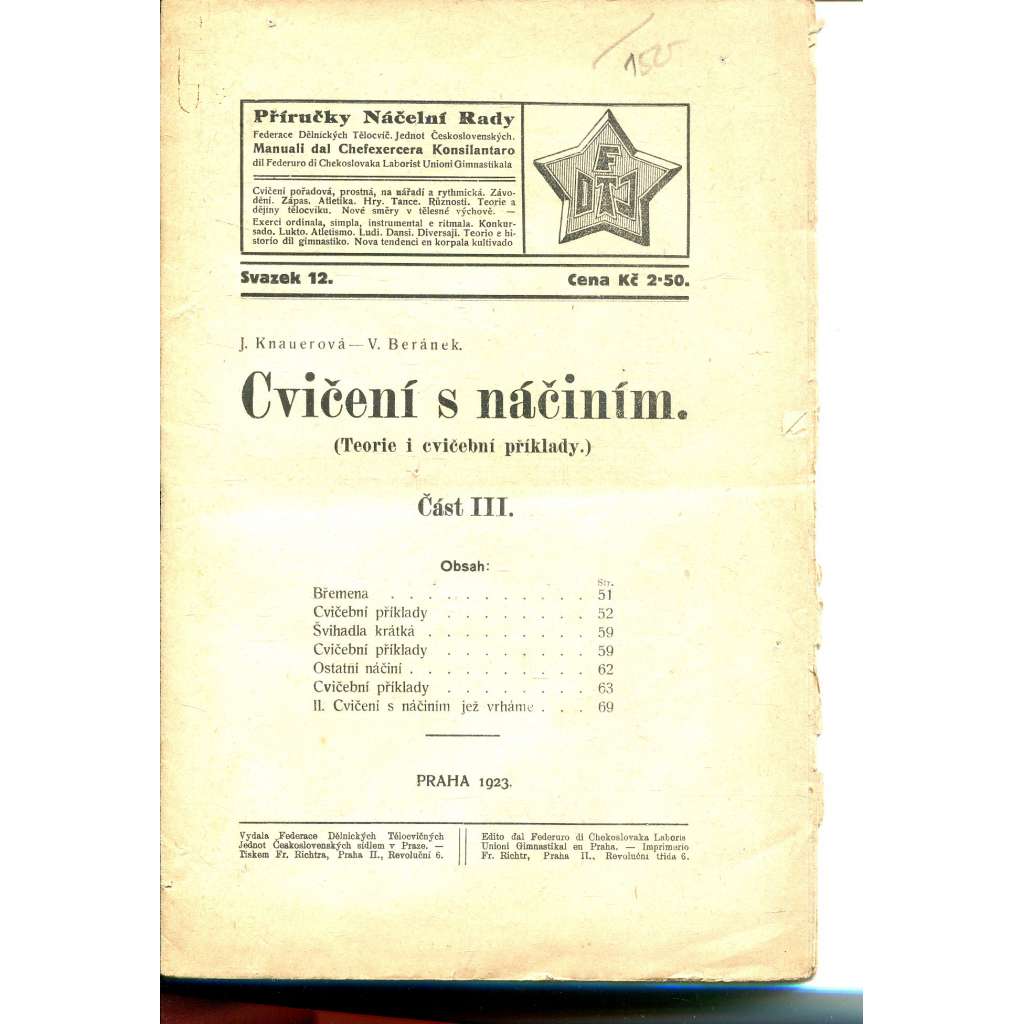Cvičení s náčiním, část III. (časopis, noviny) - Příručky Náčelní rady, sv. 12