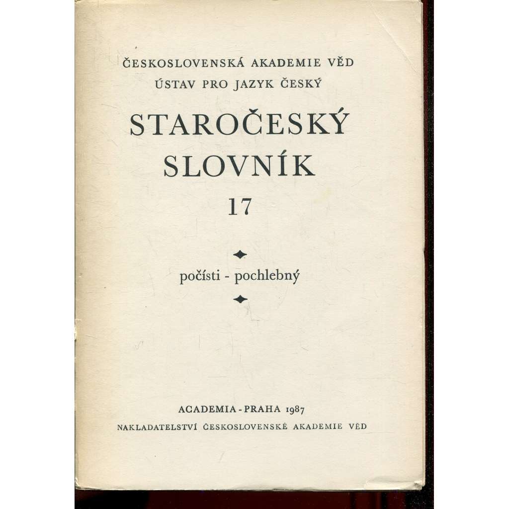 Staročeský slovník, sv. 17. Počísti-pochlebný