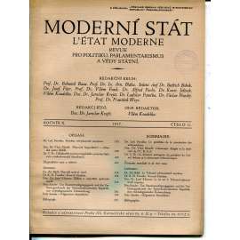Moderní stát, ročník X., číslo 11/1937. Revue pro politiku, parlamentarismus a vědy státní (časopis)