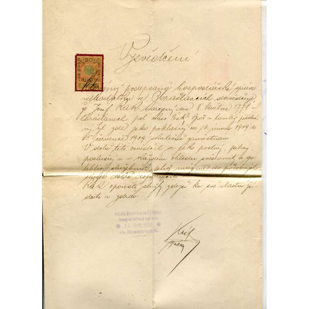 Staré vysvědčení (1909)