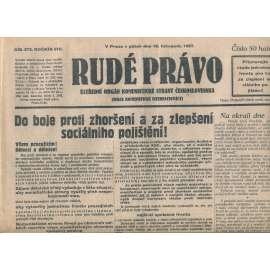 Rudé právo, ročník VIII., číslo 273/1927. Ústřední orgán Komunistické strany Československa (staré noviny, 1. republika)