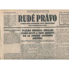 Rudé právo, ročník VIII., číslo 274/1927. Ústřední orgán Komunistické strany Československa (staré noviny, 1. republika)
