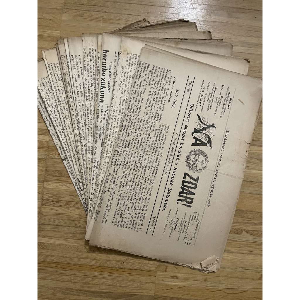 NA ZDAR! Ročník II., čísla 25-35, 37, 40-45/1892. Odborný časopis horníků a hutníků Rakouska [časopis, hornictví]