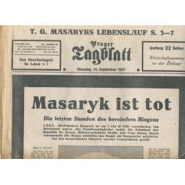 Prager Tagblatt (noviny 1937, smrt T. G. Masaryk, prezident)