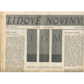 Lidové noviny, ročník 45., číslo 468/1937 (smrt T. G. Masaryk, prezident)